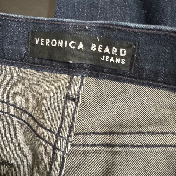Veronica Beard Womens Carolyn 10" Baby Boot Cut Jeans Blue Red Dark Wash USA 26 - Picture 7 of 10
